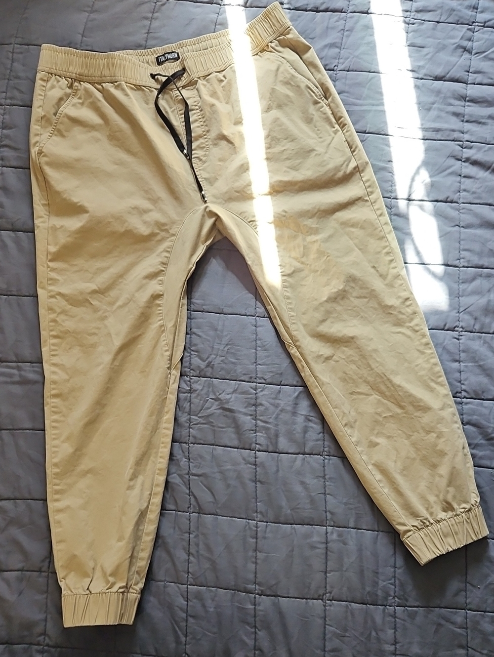 ITALYMORN Khaki Cotton Stretch Chino Joggers Drop Crotch Size 2XL NWOT